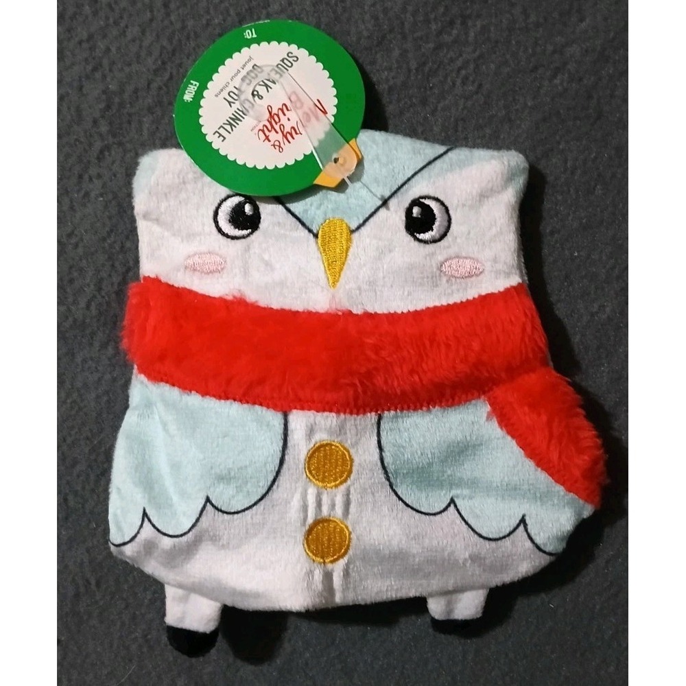 Merry & Bright Collection Squeak And Crinkle Dog Toy - Owl Flattie ***NEW***